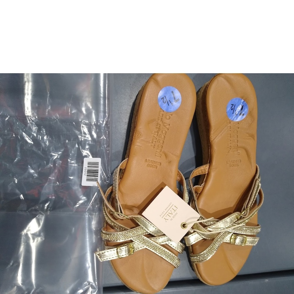 Fabio Maggenti Slide Sandals Women's Strappy Metallic,Gold 7.5M US